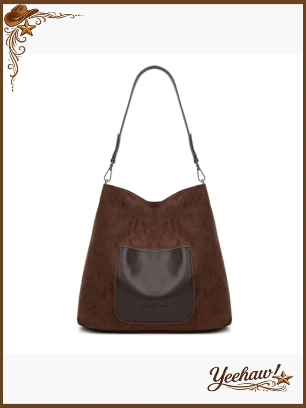 Fringe Suede Hobo Bag with Embroidered Strap - Picture 4 of 6